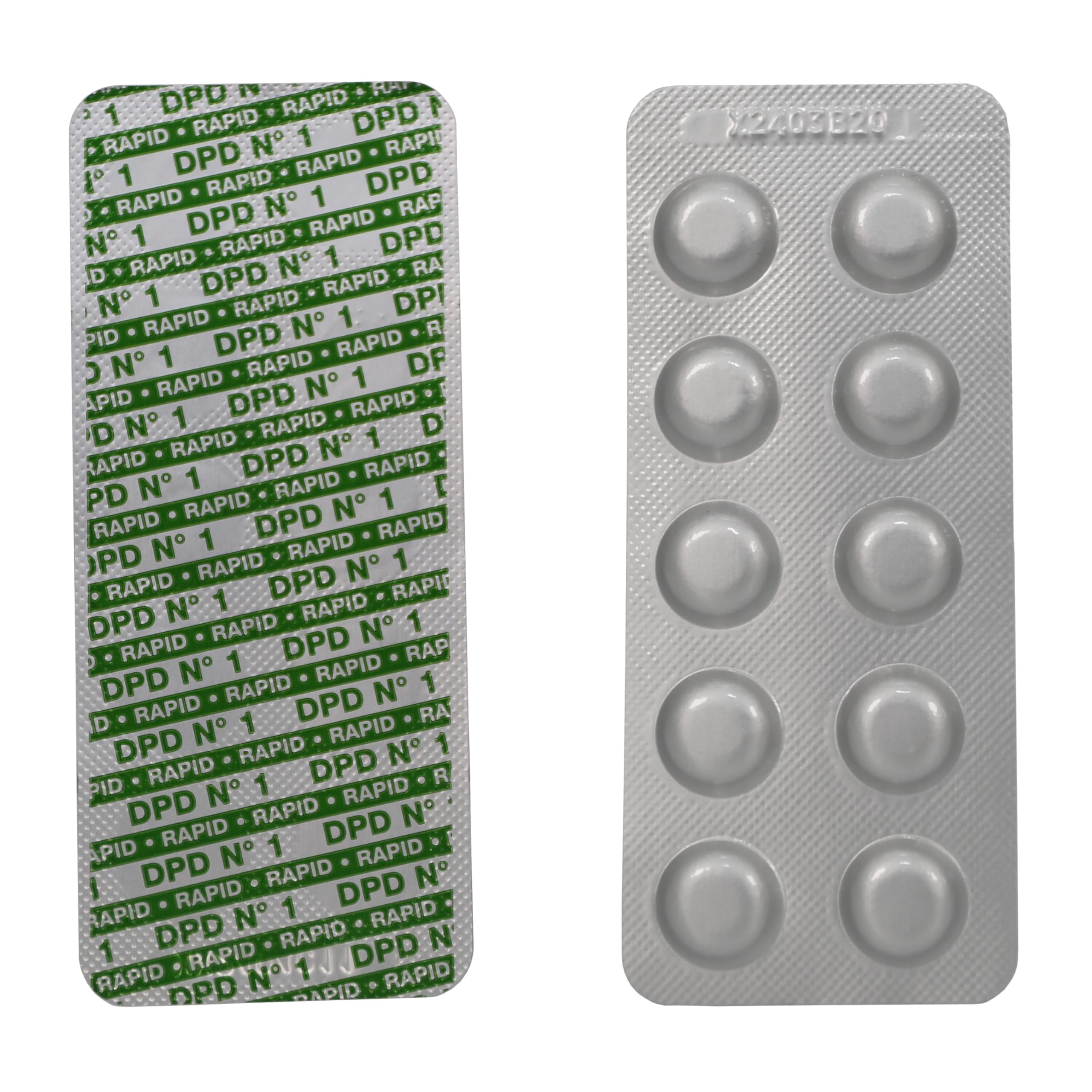 HAF® 500 tabletek testowych DPD No1 Rapid do testera sypkiego - dokładne chemiczne oznaczanie wolnego chloru i bromu – jakość: Made in Germany – ilość: 50 blistrów po 10 tabletek