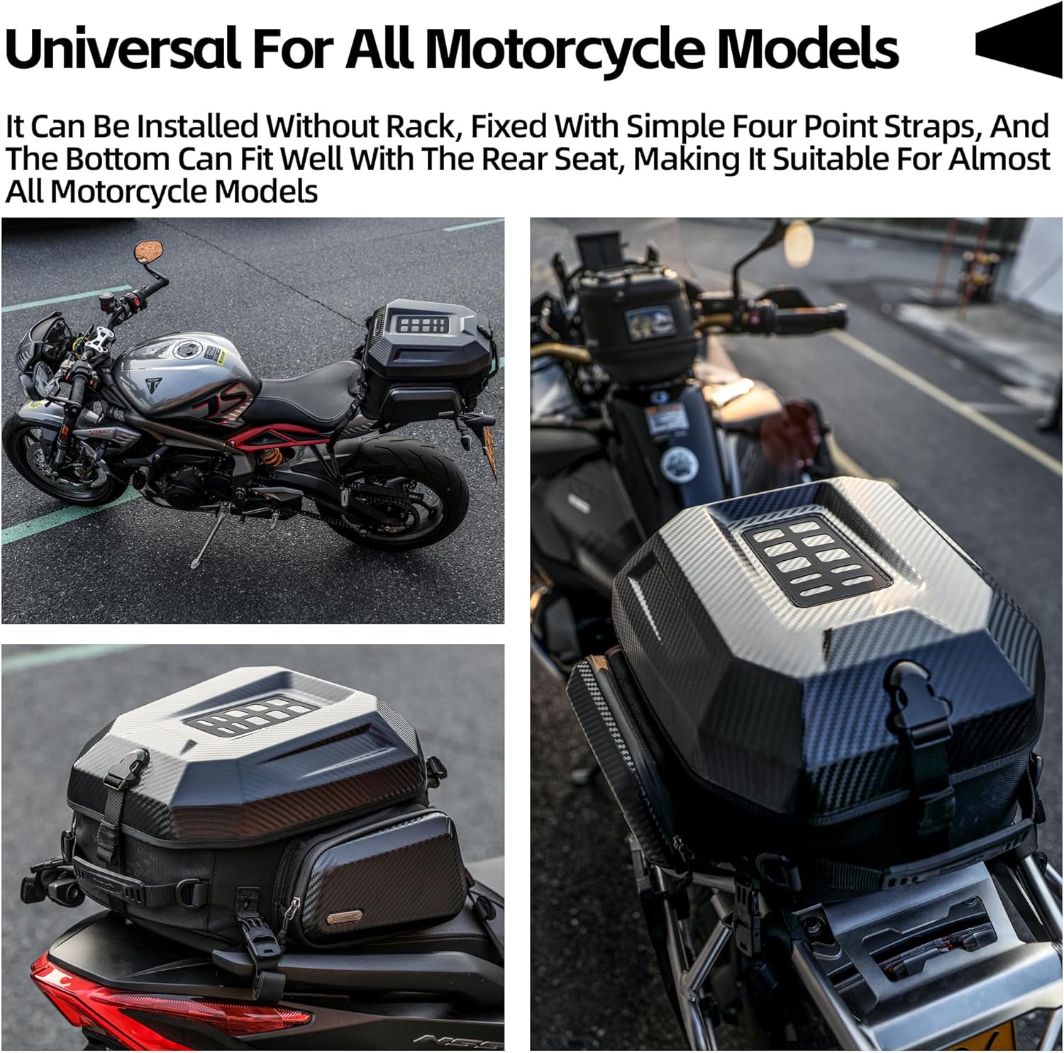 Rhinowalk Motorcycle Tail Bag Hard Shell – Expandable 23L-35L Rear Saddle Bag with Side Compartments, Waterproof Inner Liner, Helmet Storage, Backpack Convertible, ABS Top Case (Matte Black Shell) - Image 9