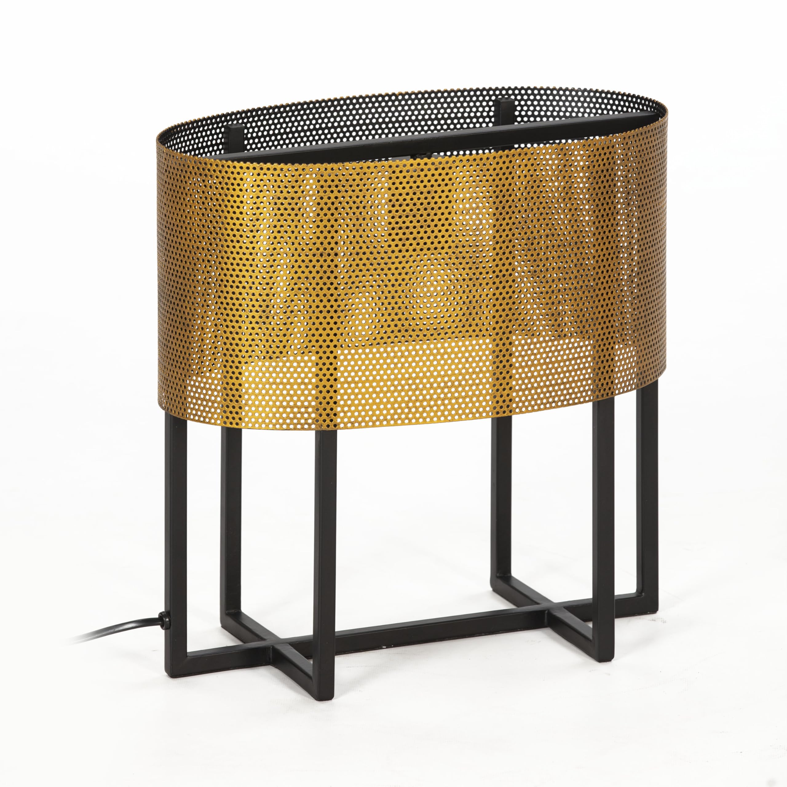LAMPARA SOBREMESA 36X21X36 METAL DORADO/NEGRO