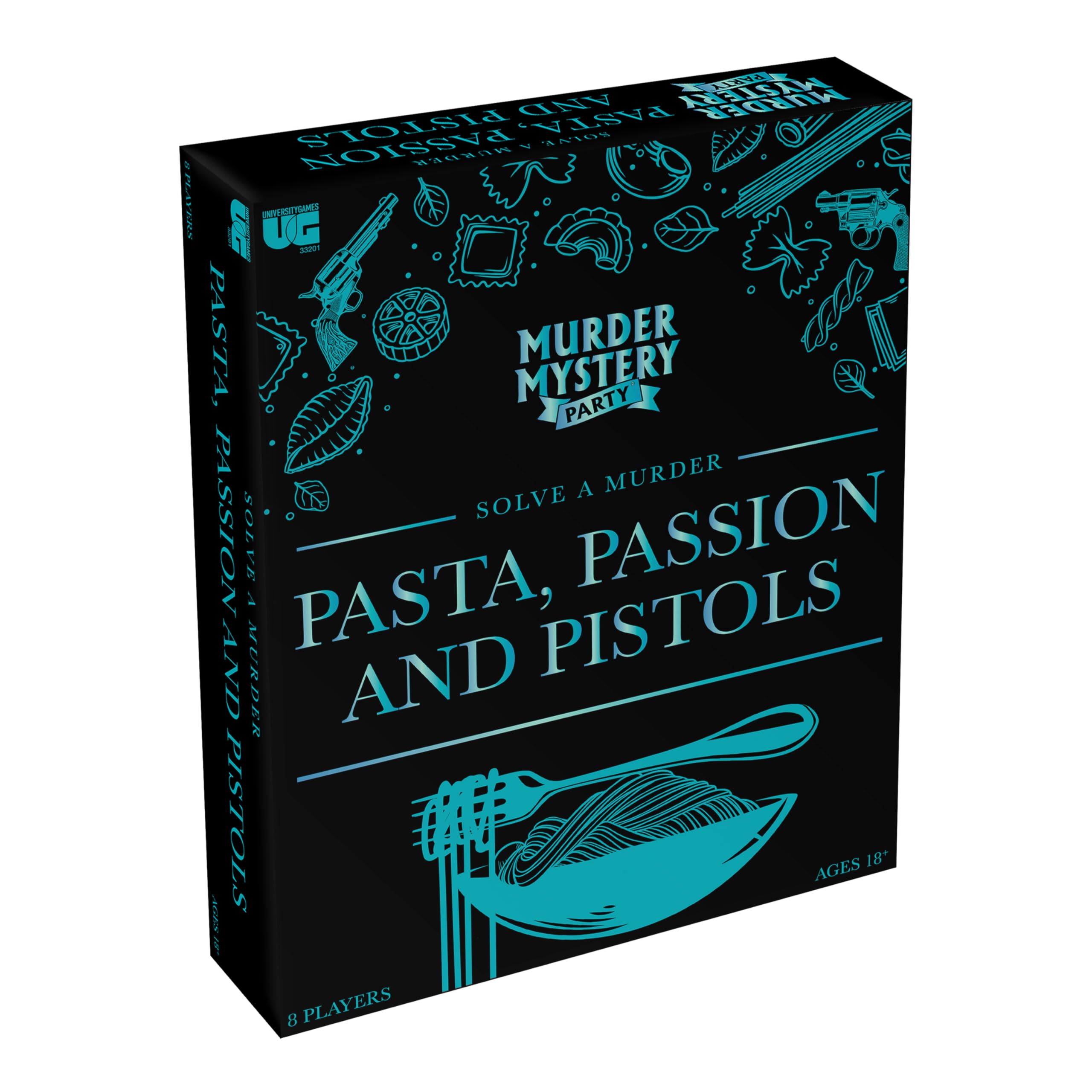 Murder Mystery Party Pasta, Passion & Pistols – Murder Mystery Dinner Party Game for Adults – Interactive Crime Solving Role Play Game Night Kit with Invitations & Clues – Ages 18+