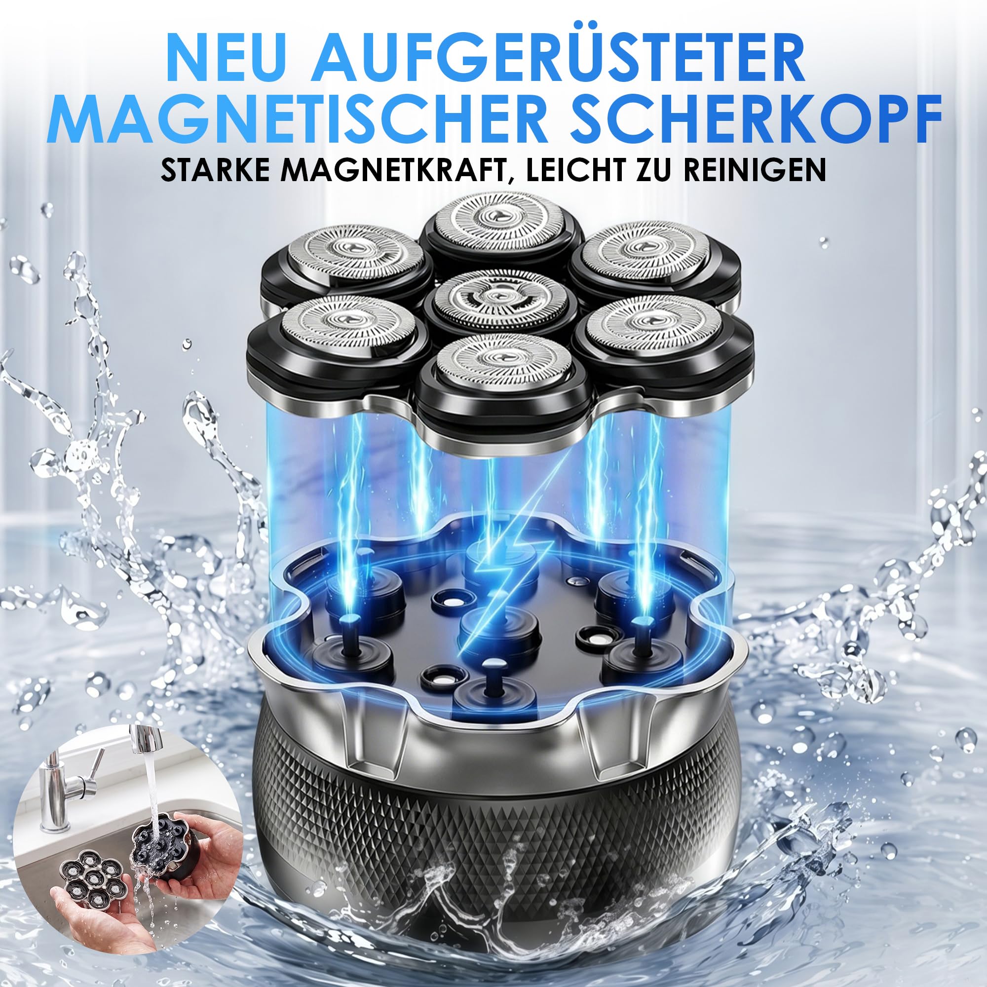 Glatzen Rasierer Herren–ICARE Glatzenrasierer 7D mit Magnetischen Scherkopf