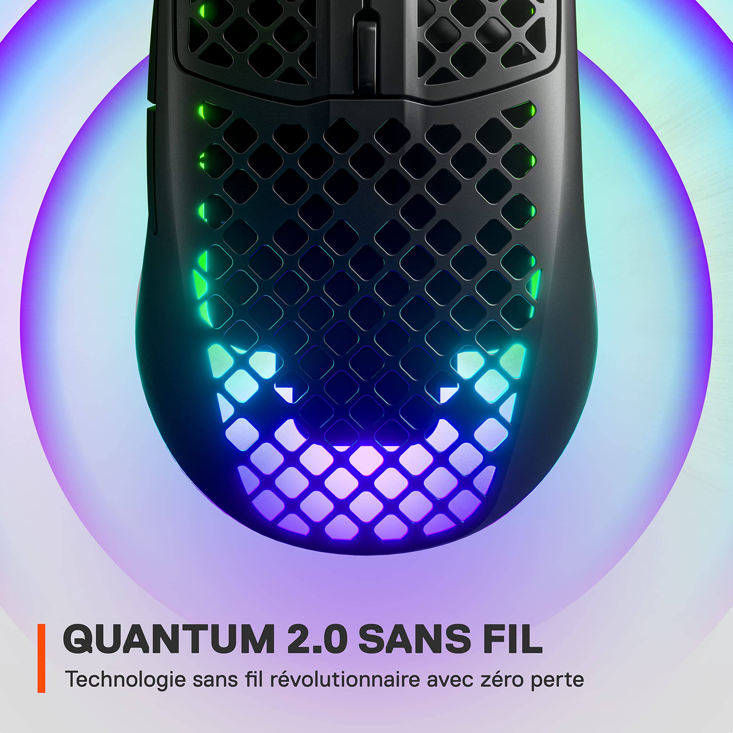 SteelSeries Aerox 3 Wireless - Souris gaming RGB trouée - Design étanche ultra-léger - Capteur optique 18K DPI TrueMove Air - Onyx