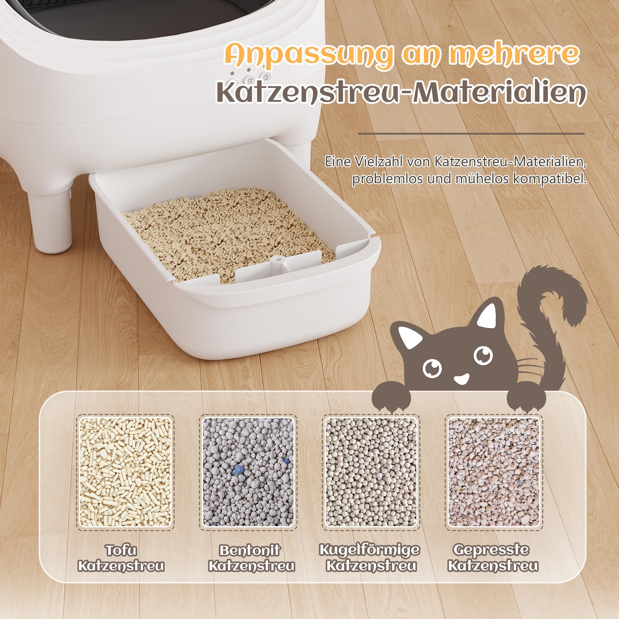 JUMMICO Litière pour Chat Automatique et Intelligente - Litière Chat Autonettoyante avec App, Surveillance Santé & Contrôle des Odeurs | Capacité XXL 12L (15 Jours), Sécurité 8 Capteurs, Design Ouvert