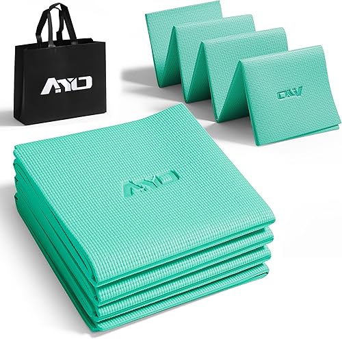 AYO - Tapete de yoga, plegable, de 0.2 pulgadas (0.236 in) de grosor, tapete de entrenamiento, ancho, ligero, popular, cómodo de llevar, incluye