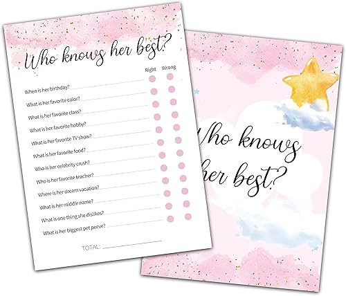 Juegos de fiesta de pijamas para adultos, quién la conoce mejor, tarjeta de juegos de pijama, idea de juego de fiesta de pijama rosa rubor,