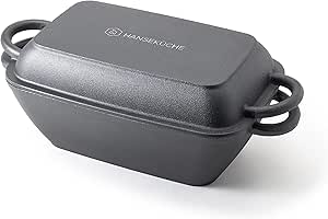 ECHTWERK Gietijzeren pan met geëmailleerde coating, gietijzeren pan, braadpan met deksel, ronde broodvorm, geschikt voor ovens, grills, barbecues en inductie, rood, 3,5 l