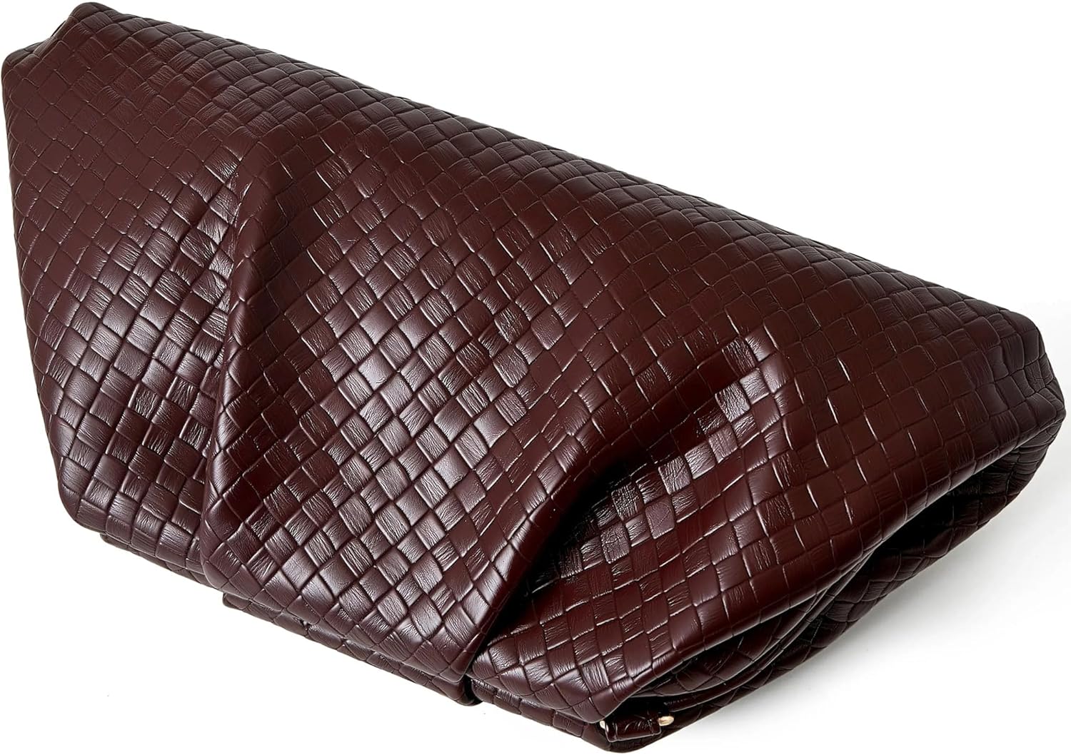Women's Woven Evening Bag Ruched Dumpling Clutch Purse Detachable Chain Crossbody Bag