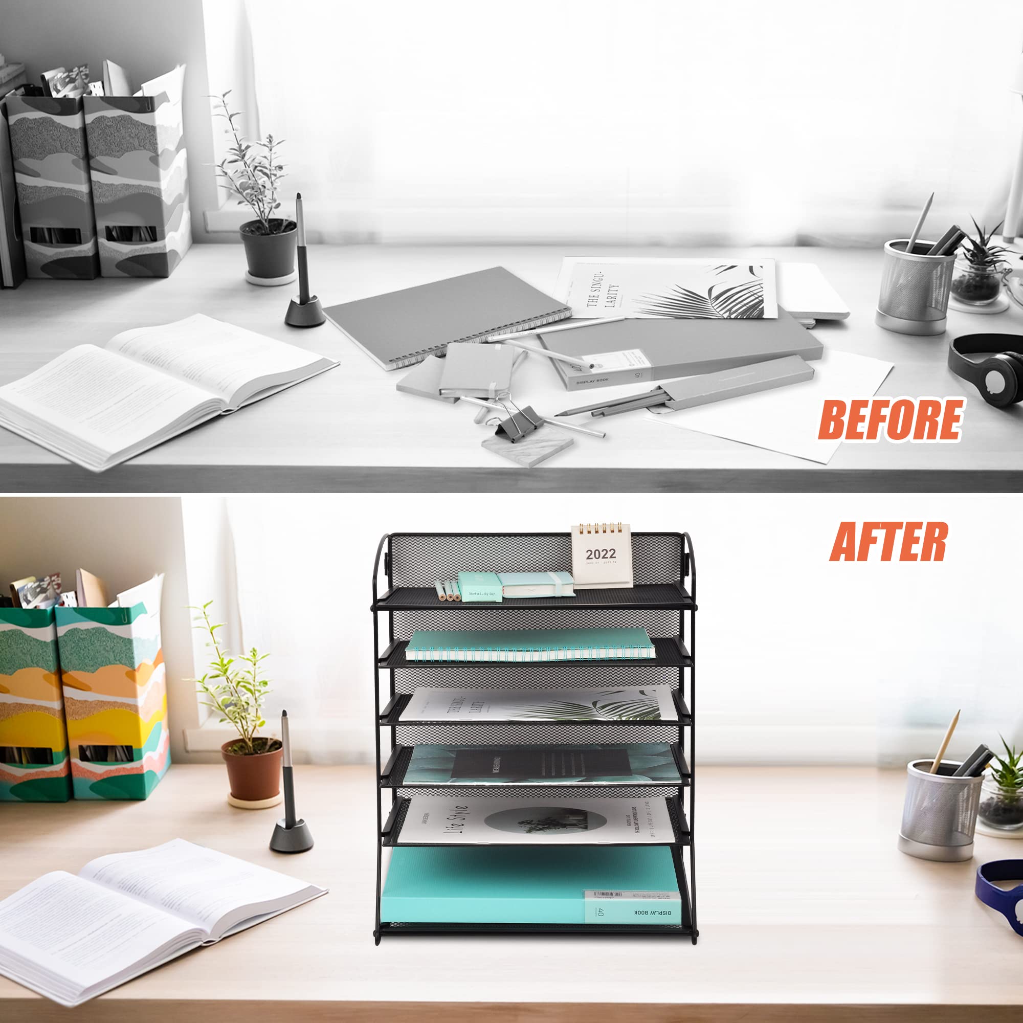 Desk Organizer With 6 Tiers, Paper Tray For Office Supplies - View #12