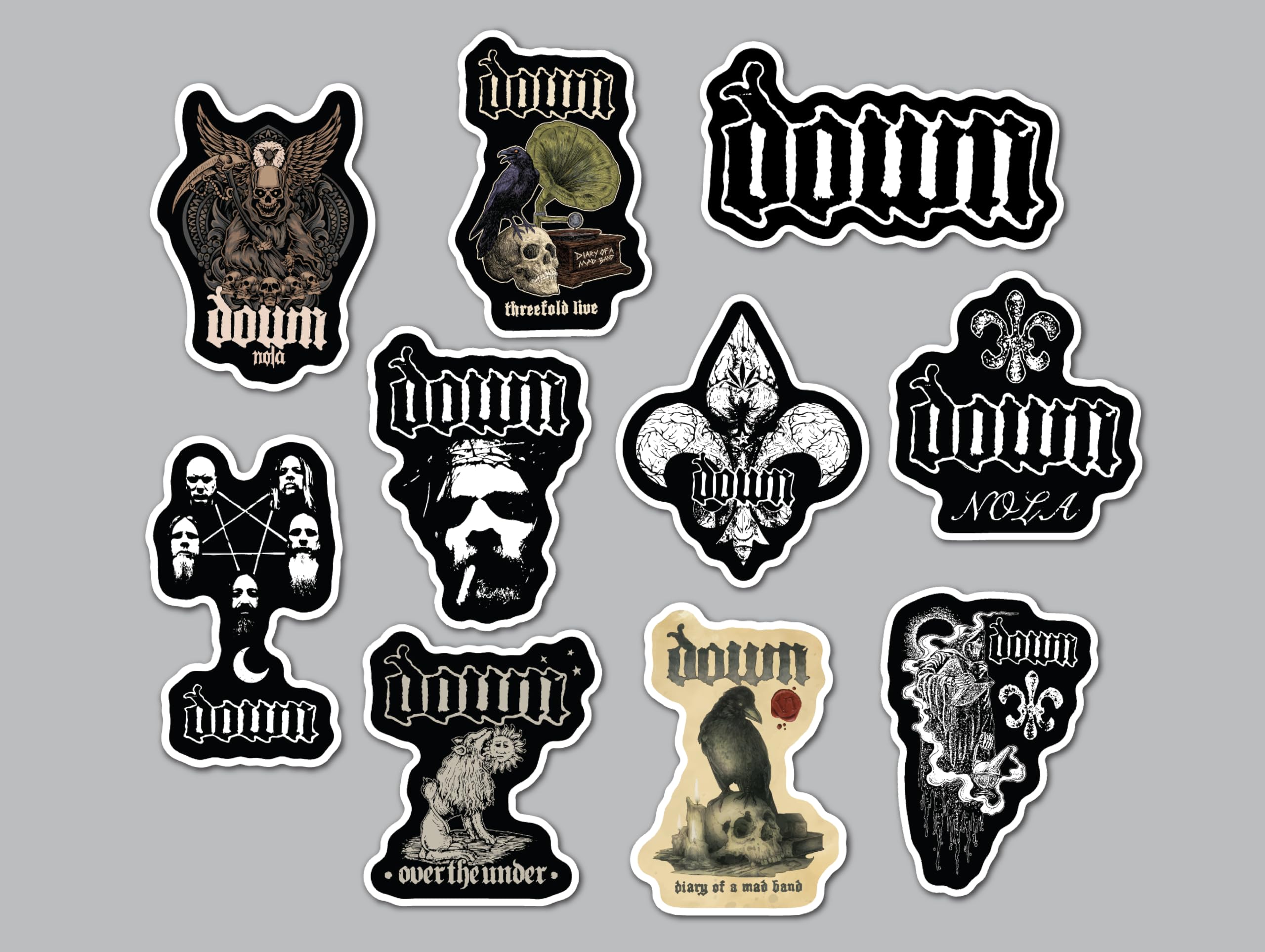 Stoner Metal Band Sticker Pack (10 Stickers) Southern Down Sludge Hardcore Heavy Texas Loud Guitar Skull Patch Vinyl Tour Decal Logo Underground Biker Doom amp Band Waterproof Rugged Art Fan Gear