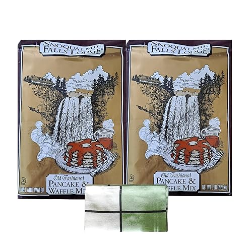Snoqualmie Falls Lodge Mezcla de panqueques y waffles antiguos de 5 libras (2 bolsas) con toalla de cocina de regalo