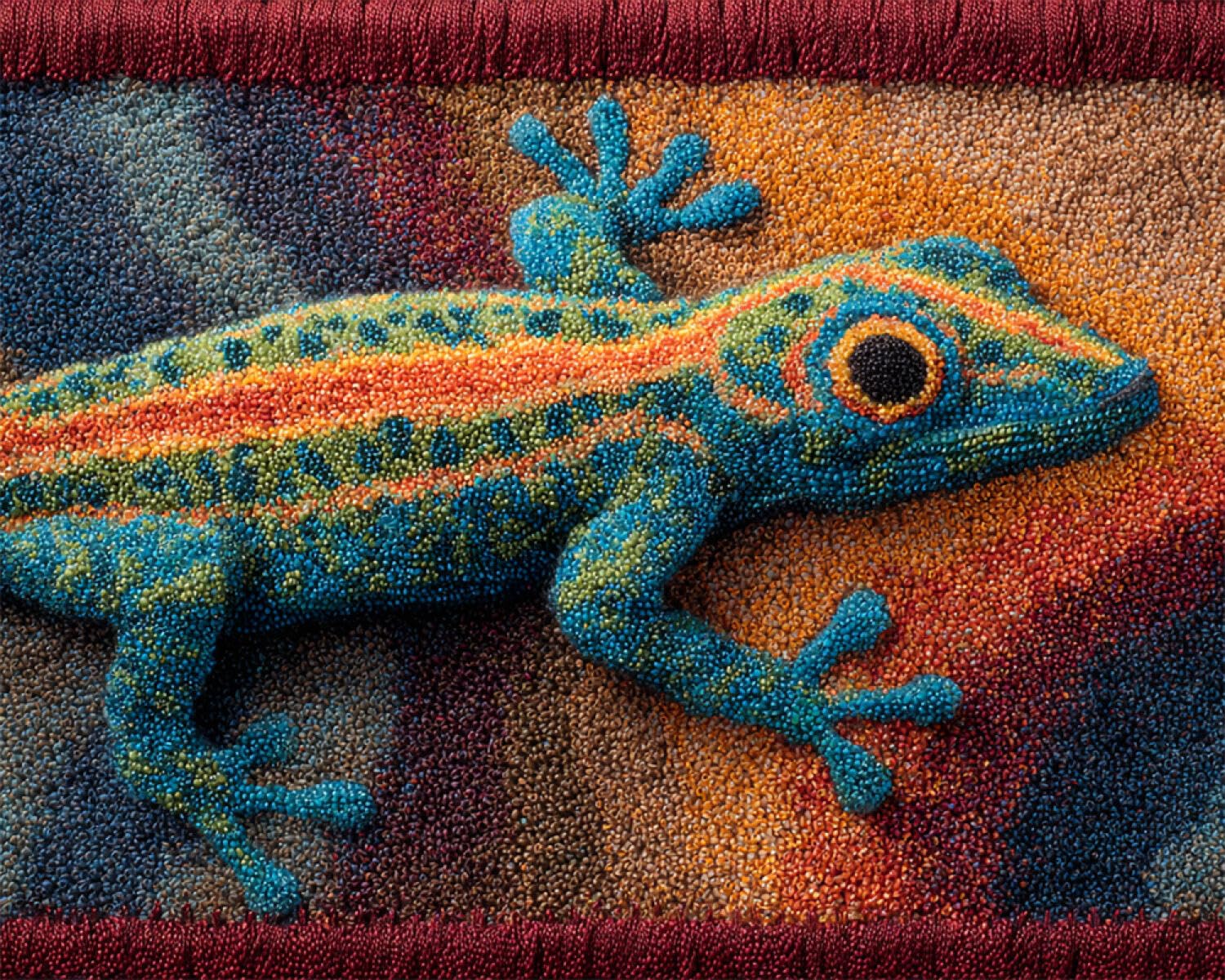 Henypt DIY Latch Hook Rug Kit Colorful Lizard 52x38cm