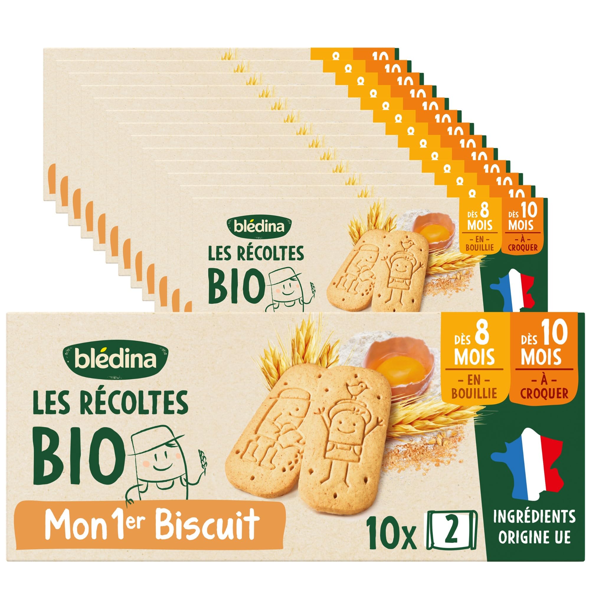 Blédina Les Récoltes Bio Mon Premier Biscuit Bio Nature (Pack de 14)