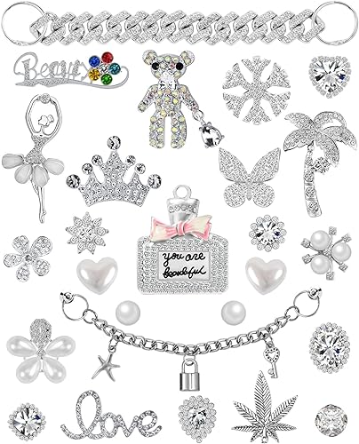 Dijes para zapatos, dijes de diseñador para mujeres y niñas, joyería de cristal, decoración de zapatos, abalorios de perlas con diamantes de