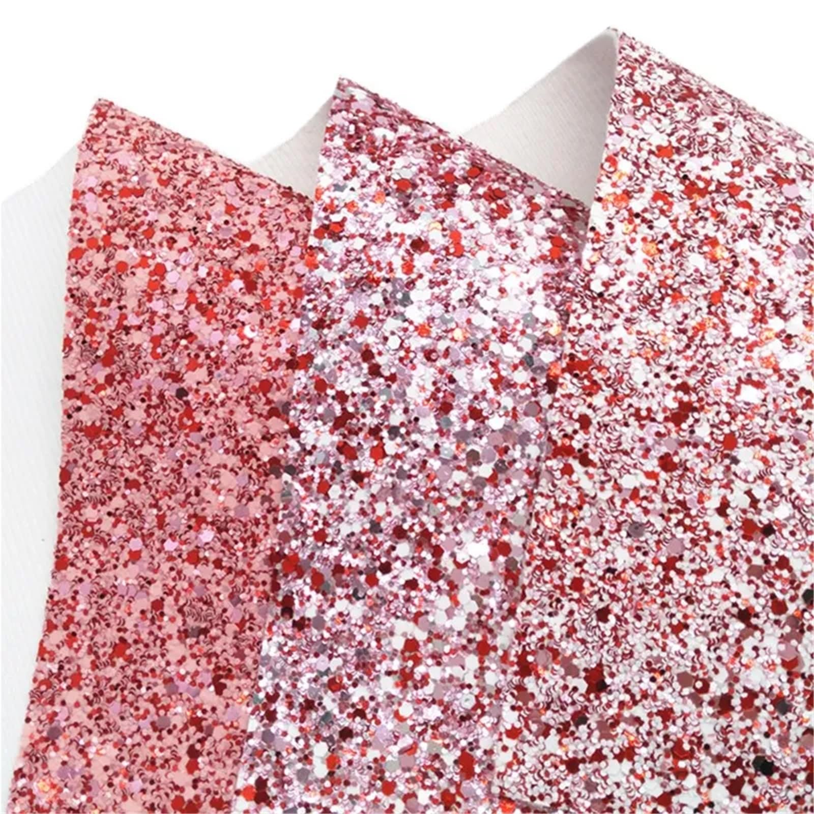 Tela de vinilo sintético con base fieltro cuero purpurina gruesa roja for manualidades, lazos, bolsos, mini rollo 30 x 134 cm para manualidades(7-30X134CM)
