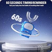 Vista 5 de RexCodar Cepillo de dientes eléctrico ultrasónico en forma de U para niños, IPX7 impermeable, cinco modos de limpieza, astronauta de dibujos