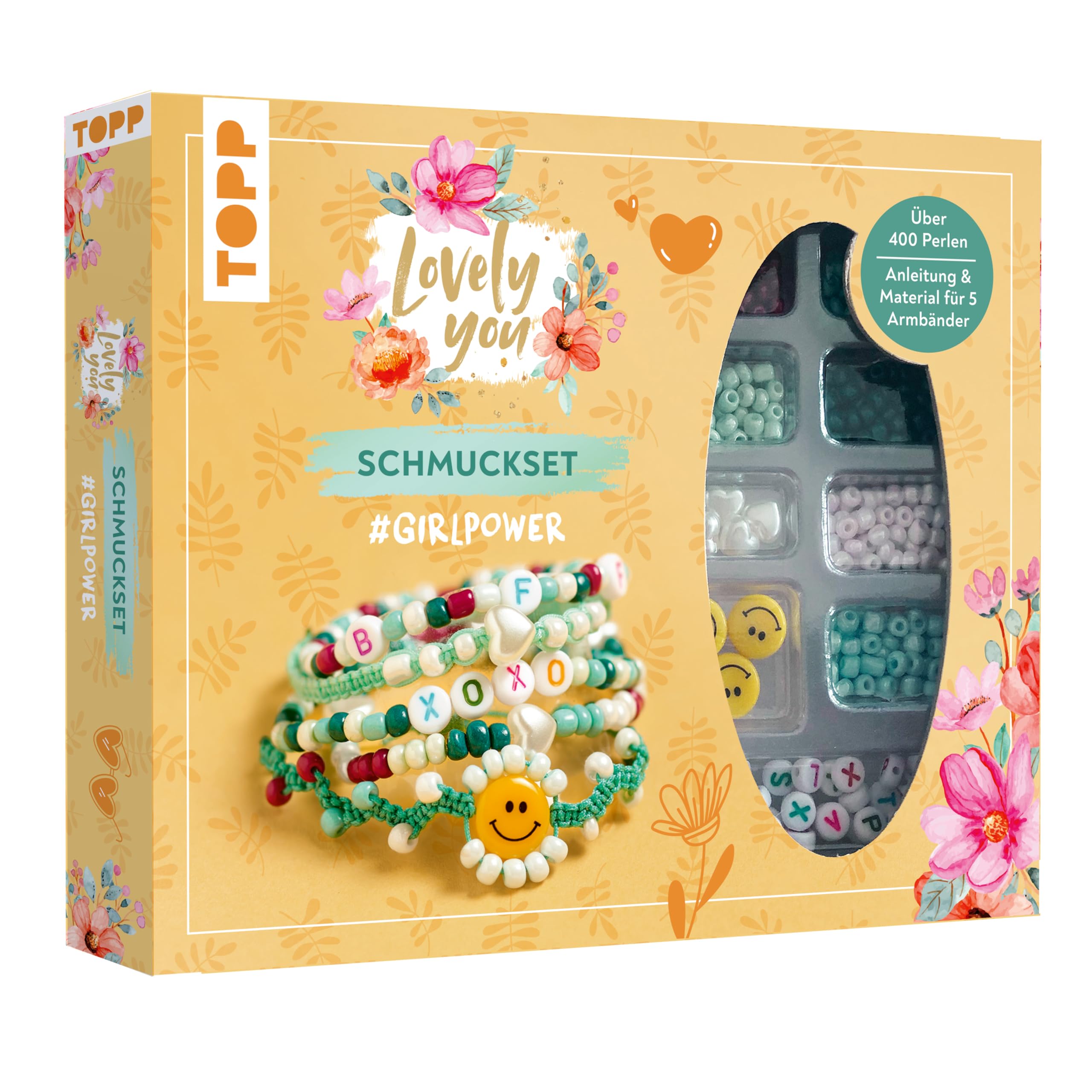 TOPP Lovely You Jewellery Set #GirlPower. 5 Bracelet Instructions and Materials. Over 400 Beads: Instructions, Friendship Test, Over 400 Colourful Beads, Heart, Smiley Beads, Letter Beads