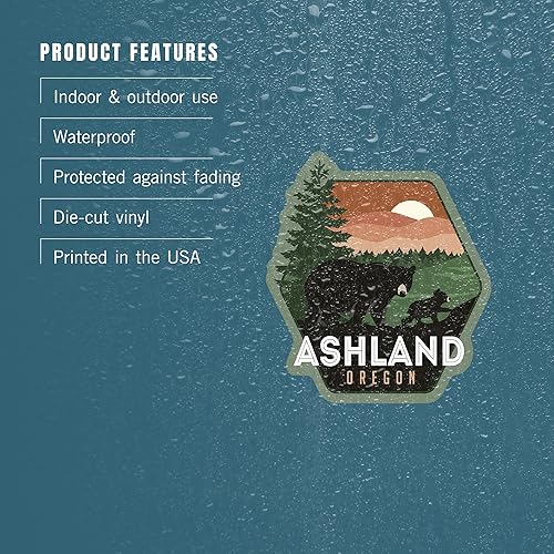 Miniatura 4 de Die Cut Sticker Ashland, Oregon, Vector Bear Family, Contour Vinyl Sticker 1 to 3 inches (Waterproof Decal for Cars, Water Bottles, Laptops,