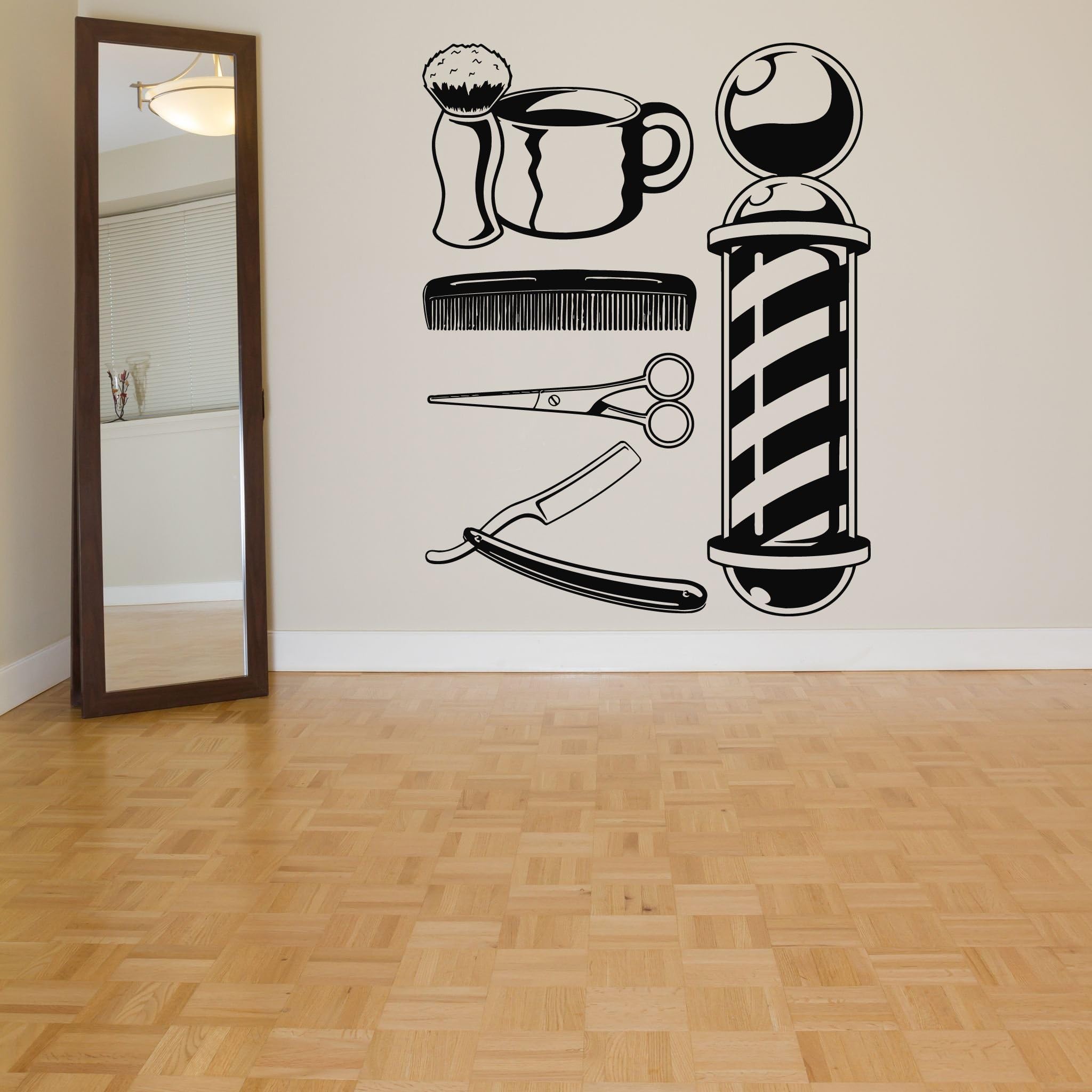 Wall Room Decor Art Vinyl Sticker Mural Decal Barber Shop Tools Big Large AS706