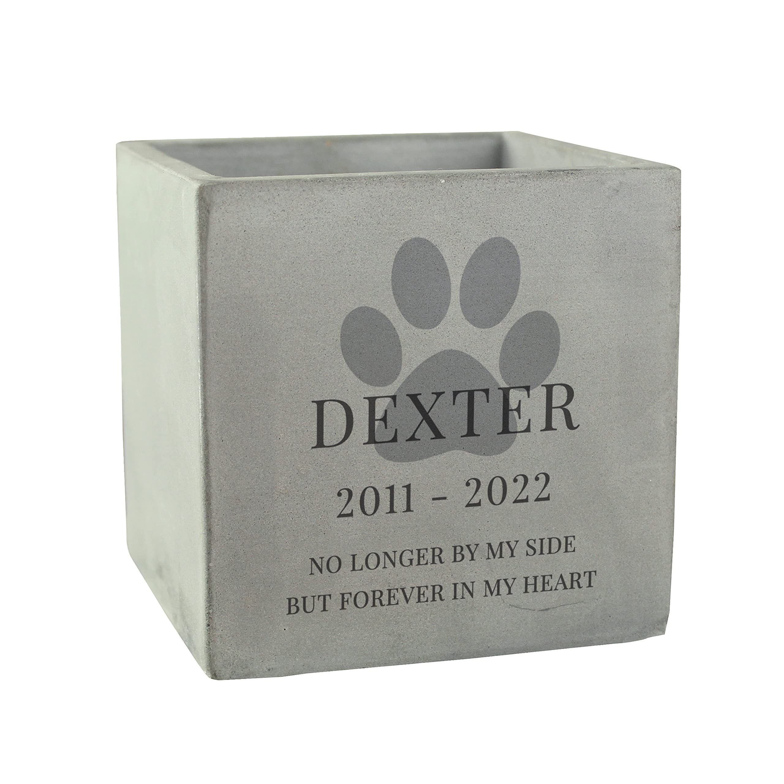 Personalised Pet Memorial Plant Pot. Concrete Planter