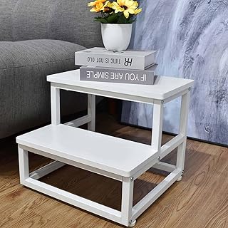 Step Stools for Adults Kids,Heavy Duty Sturdy Step Stool Helper for Kitchen Bathroom,Hold Up to 500 Lbs Capacity Metal Frame -White