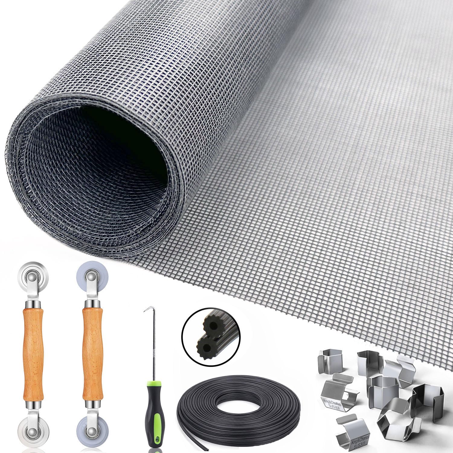 King&Charles Window Screen Replacement, 6in1 Window Screen Door Repair Kit 48