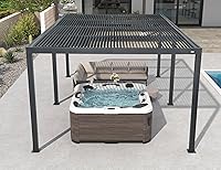 Vista 63 de PURPLE LEAF 94AS - Pérgola pequeña de aluminio compacto de 10 x 12 pies con techo rígido con listones ajustables para patio, cubierta de terraza