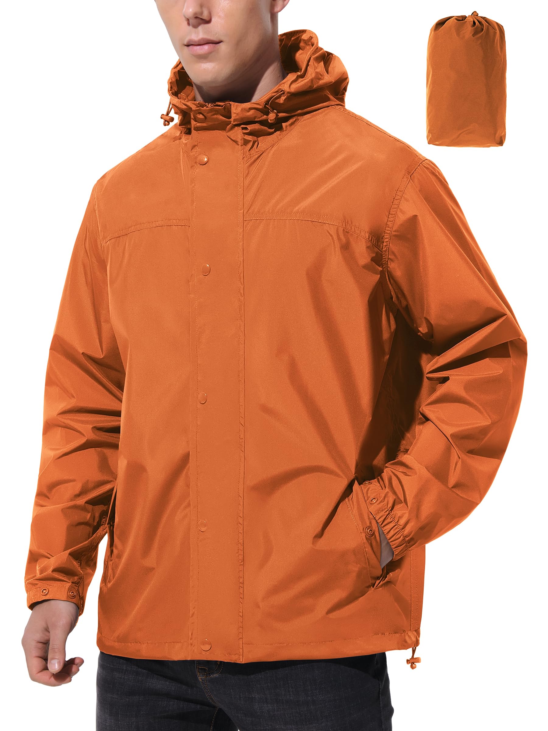 UIQUR Mens Lightweight Packable Waterproof Rain Jacket Windbreaker