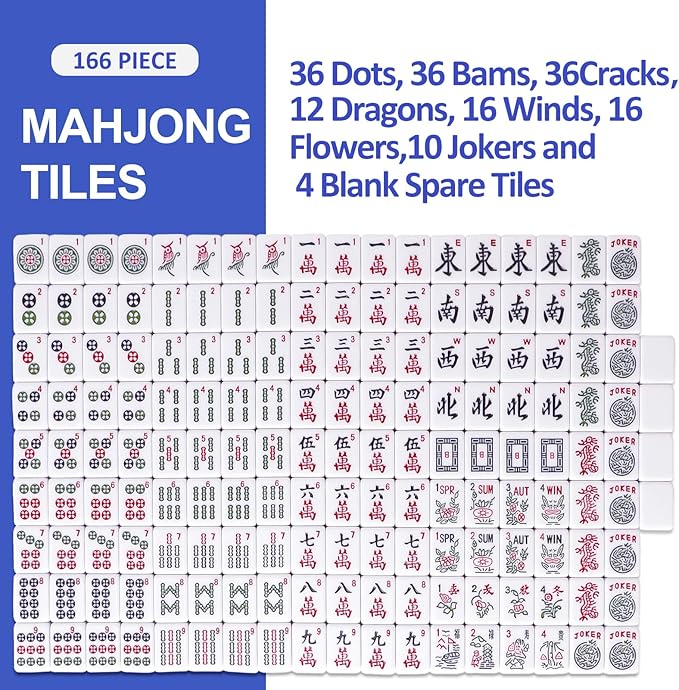 Set de Mahjong Americano TIASUSAN 166 Fichas Azules miniatura 4