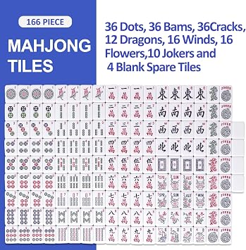TIASUSAN American Mahjong Tile Set with 166 Navy Blue Back Tiles (1.2”, Tiles Only)