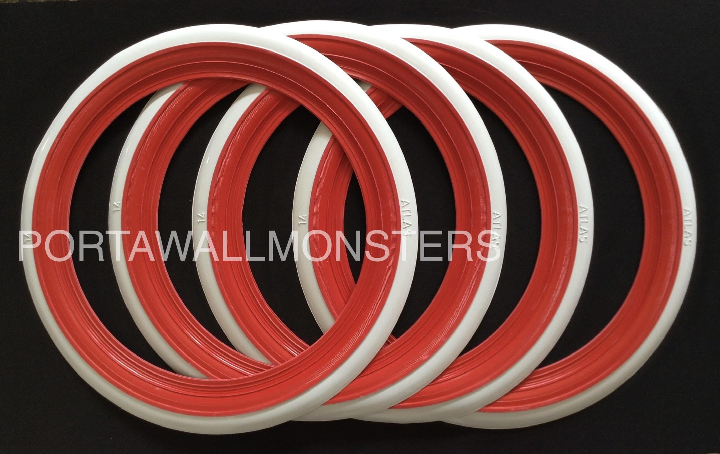 Generic Custom West Style Atlas 14'' inch Wheel Red and White Wall Port-o-Wall tyre line Insert Trim Set 4pcs