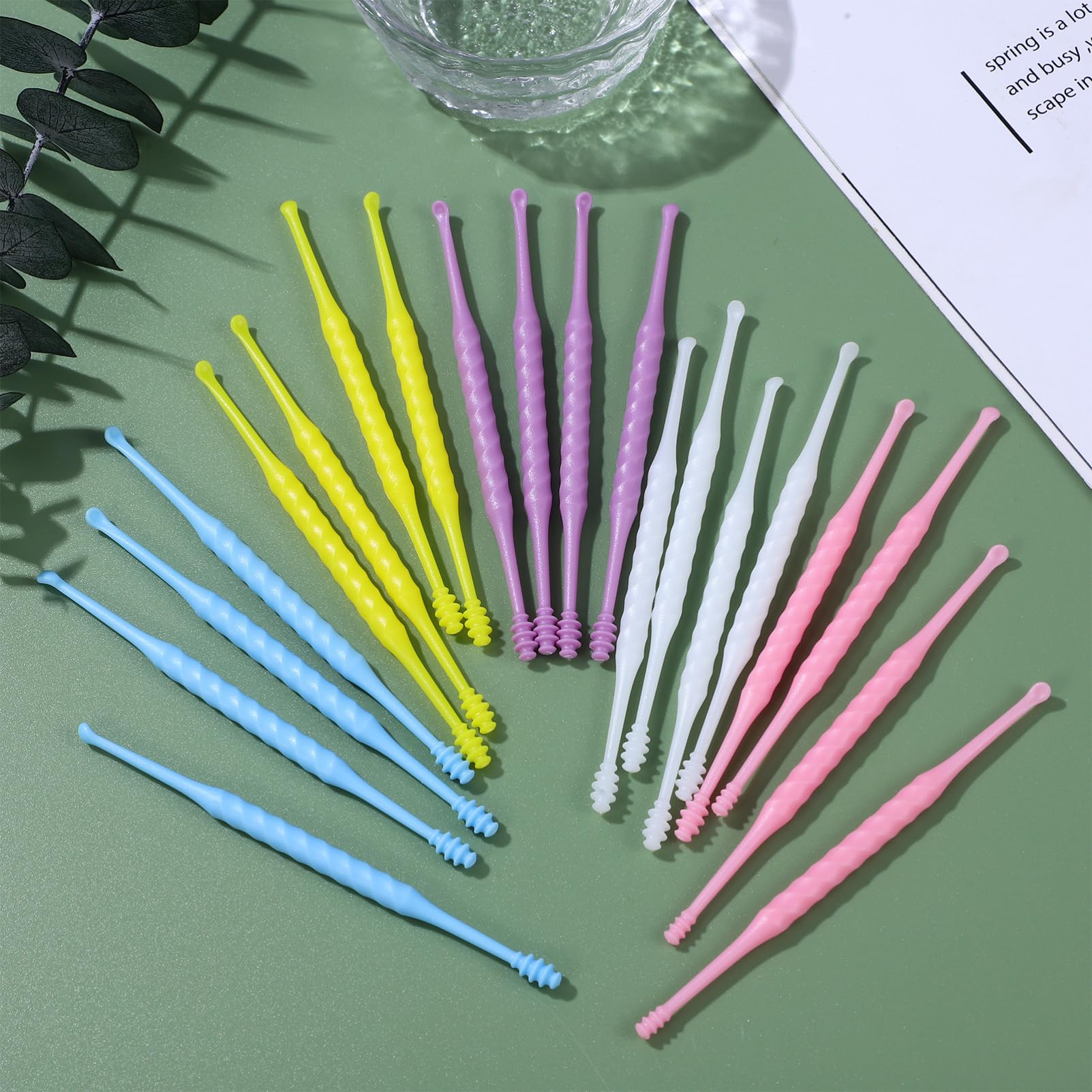 CALLARON 5 Series Limpiador De Cerumen Limpieza Limpiador De Orejas Herramienta De Limpiador De Oídos Removedor De Cerumen En Espiral Abdominales De Plastico 20 Piezas X 5