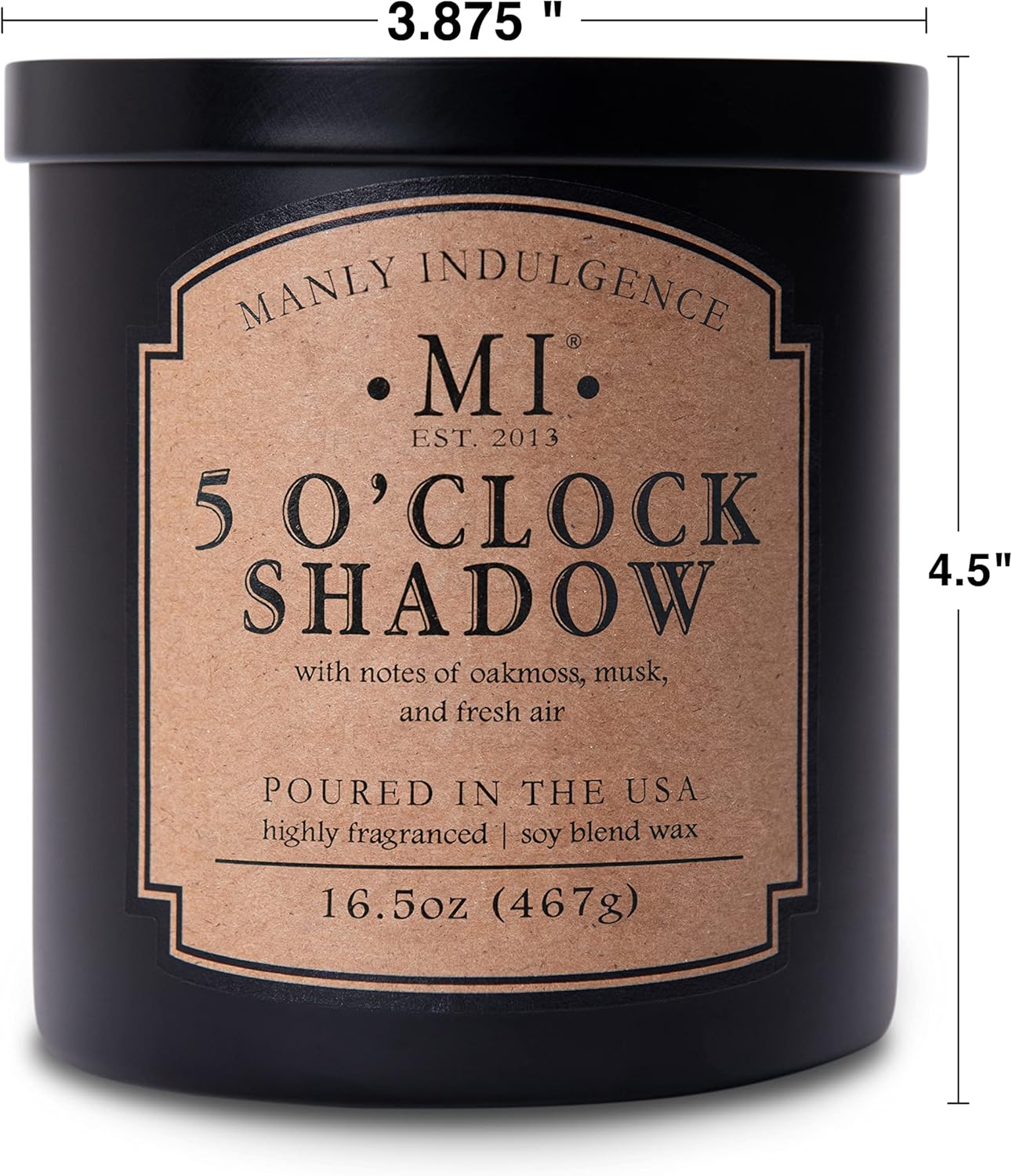 5 O'Clock Shadow Black Soy Blend Scented Jar Candle