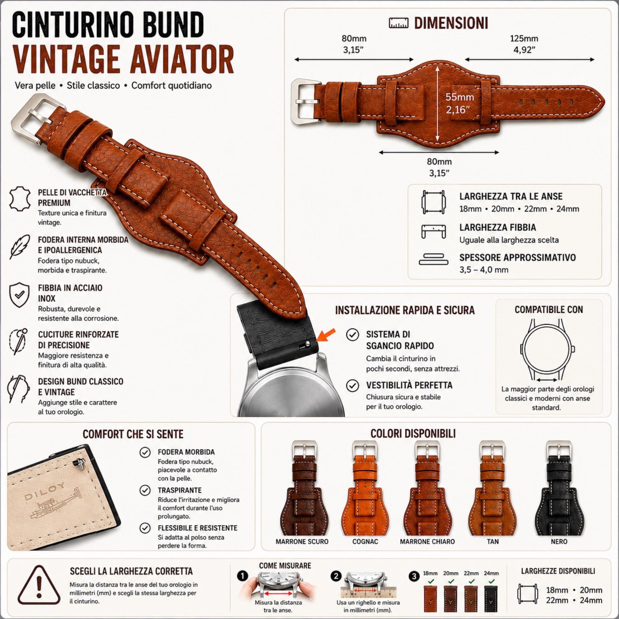 Cinturino orologio pelle incisione bisonte Bund compatibile con Fossil CH2592 CH2564 CH2565 CH2891CH3051 18mm 20mm 22mm 24mm 386