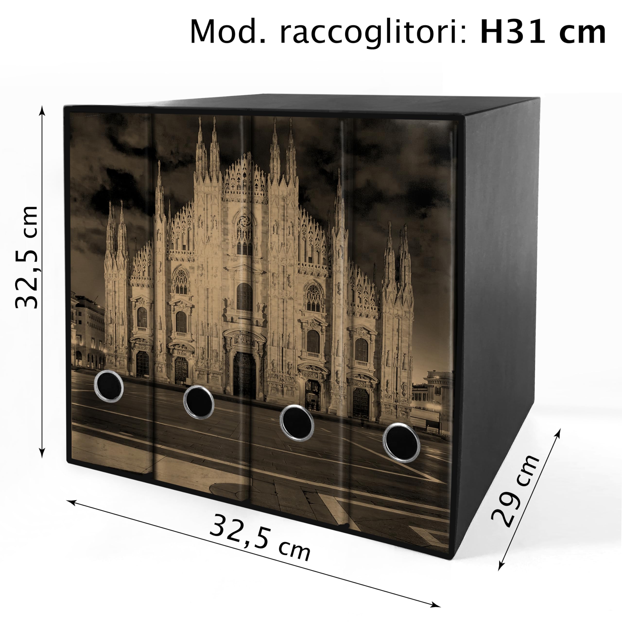 Raccoglitori ad anelli Avana DUOMO DI MILANO - Set da 4 raccoglitori - SHAREPRINTING Faldoni (H31 a 4 anelli)