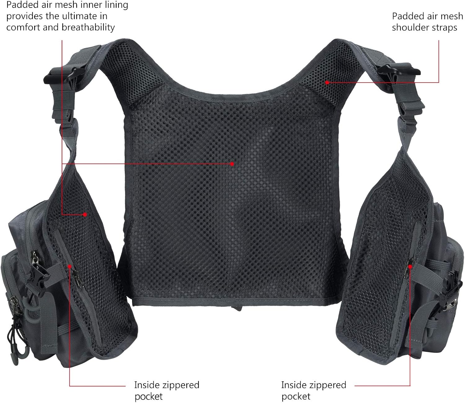 BASSDASH FV08 Ultra Lightweight Fly Fishing Vest for Men and Women Portable Chest Pack