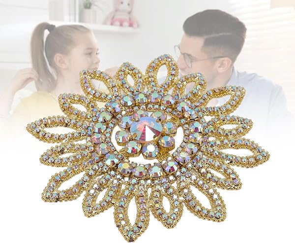 Glass Rhinestone Sunflower Round Flower Shape Decor with Circular Stereoscopic Appearance, Dazzling Brilliance for Clothing Shoe Bag Jewelry Decoration - 4