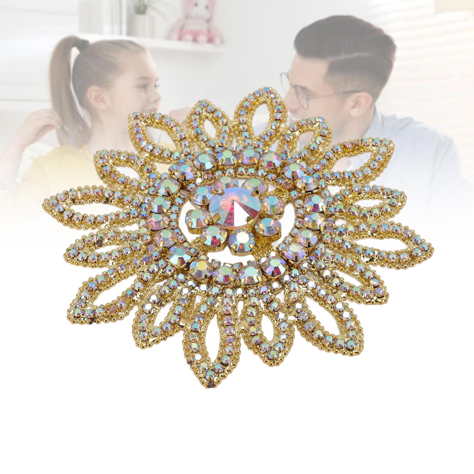 Glass Rhinestone Sunflower Round Flower Shape Decor with Circular Stereoscopic Appearance, Dazzling Brilliance for Clothing Shoe Bag Jewelry Decoration — view 4