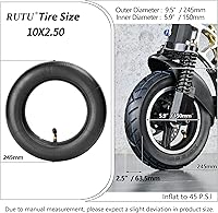 Vista 2 de RUTU Repuesto de neumático o tubo interior y neumático de 10 x 2.50 para scooters eléctricos inteligentes de equilibrio automático, aerotabla se