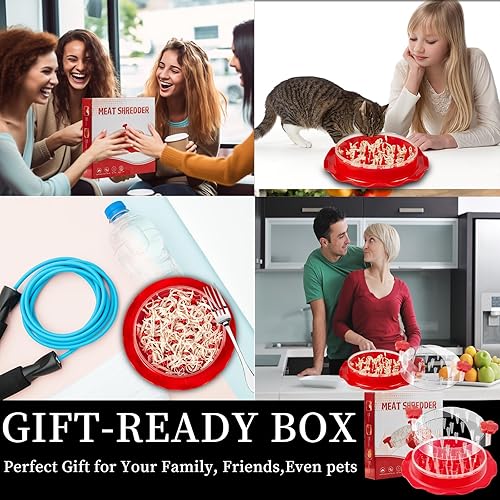 Miniatura 7 de Trituradora de pollo, herramienta trituradora de pechuga de pollo de 9.2 pulgadas, tapa transparente, máquina trituradora de carne grande, mango