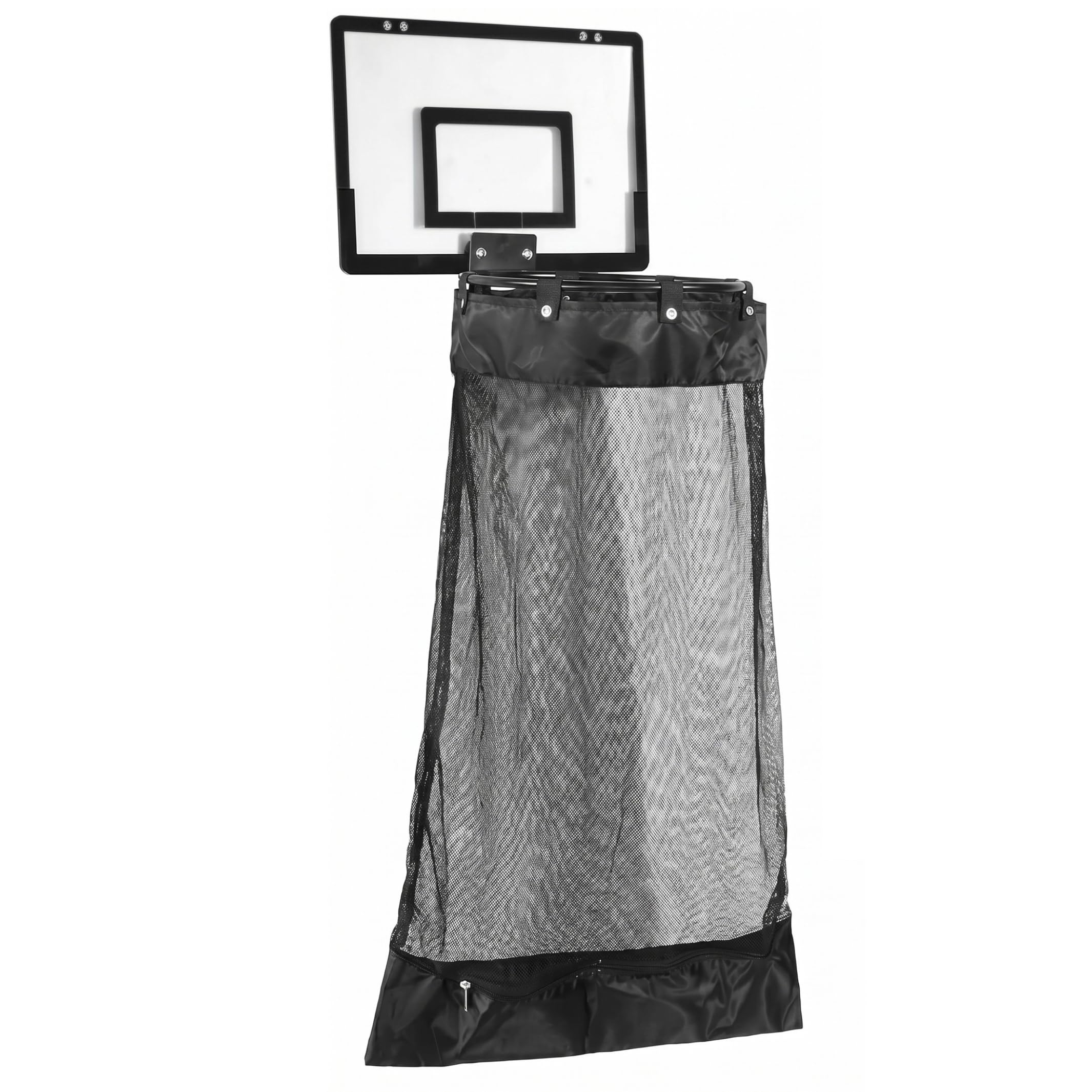 Ngbbby Basketball Hoop Laundry Basket, Hanging over the Door Laundry Hamper, No-Drill Fun Storage for Kids Room, Dorm Rooms, Black, Basketball Hamper