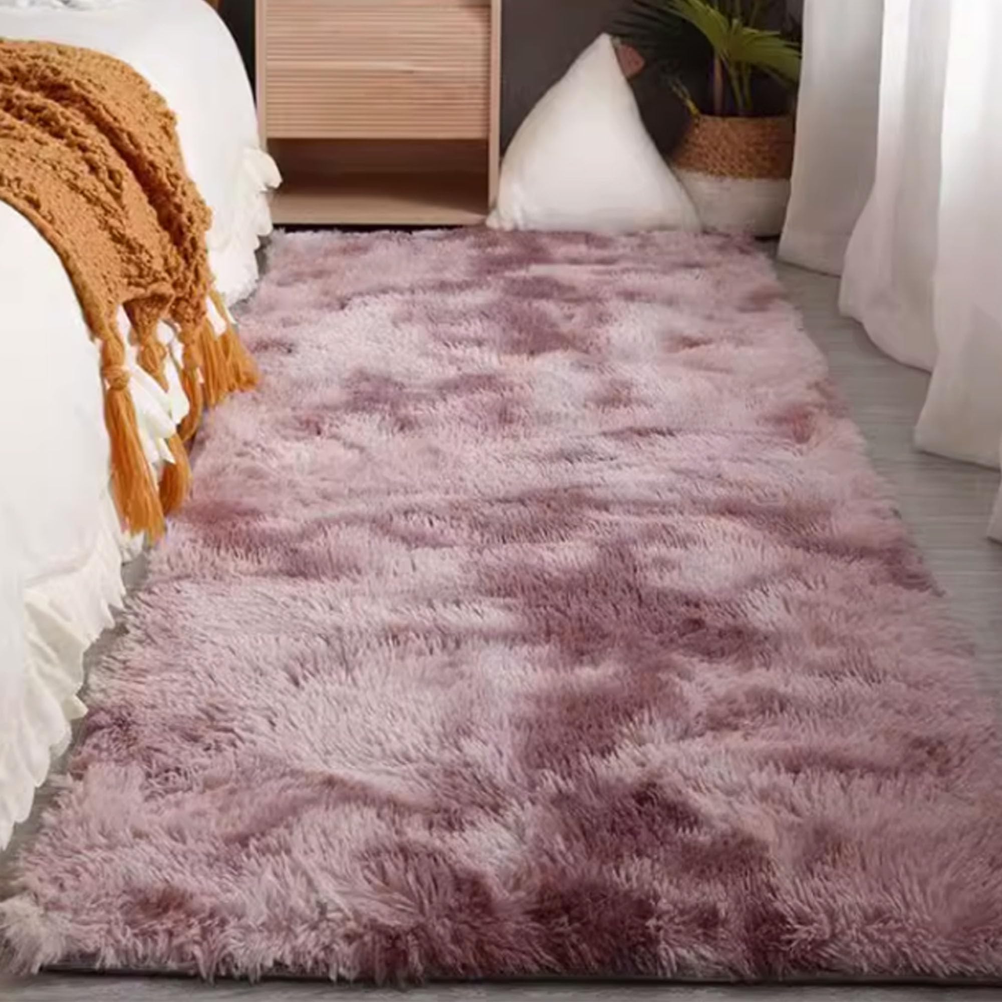 Tapis salon shaggy rose pourpre pour réchauffer une chambre d'enfant