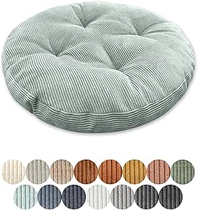 CEWROM Rundes Sitzkissen 40cm Cord Grau - Waschbar Bis 95°C Für Stuhl & Boden