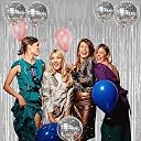 FI - FLICK IN 7pcs Disco Theme Decorations Items Silver Disco Ball Balloon Streamer Backdrop, New Years Eve Decorations for 70s 80s 90s Themed(Pack Of 7) gallery image