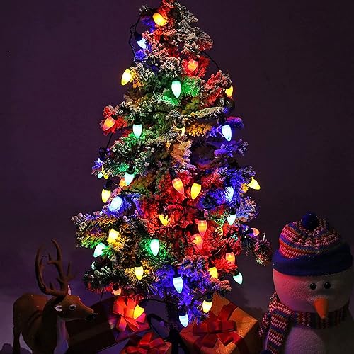 Miniatura 7 de Luces de Navidad C9 para exteriores, 33 pies, 50 luces LED de Navidad con 8 modos, 5 juegos conectables, IP65 impermeable para interiores y
