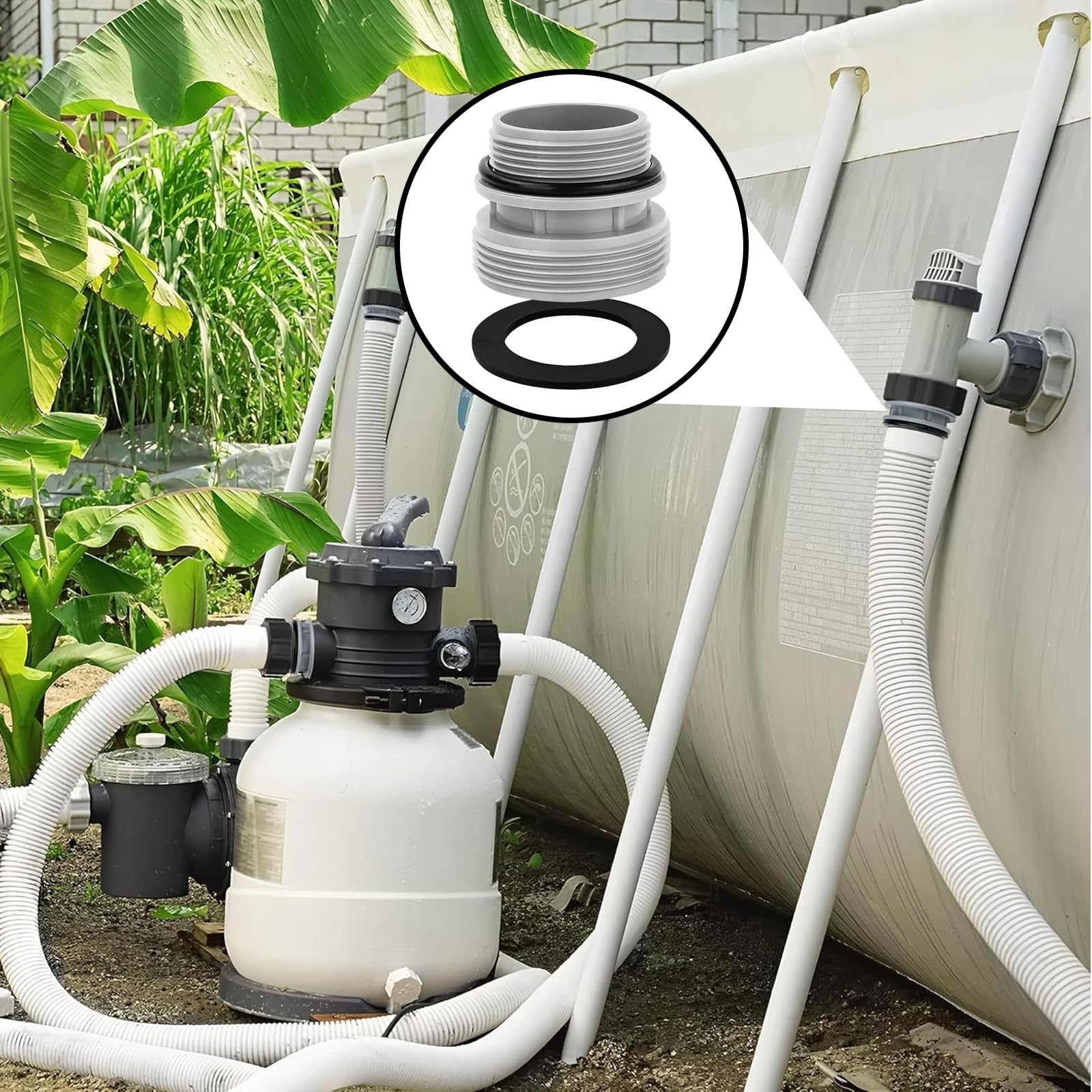 Adapter do węża basenowego, 2 szt., adapter do węża basenowego, 38 mm, akcesoria basenowe, tulejka, adapter węża z gwintem wewnętrznym do przykręcenia (B)