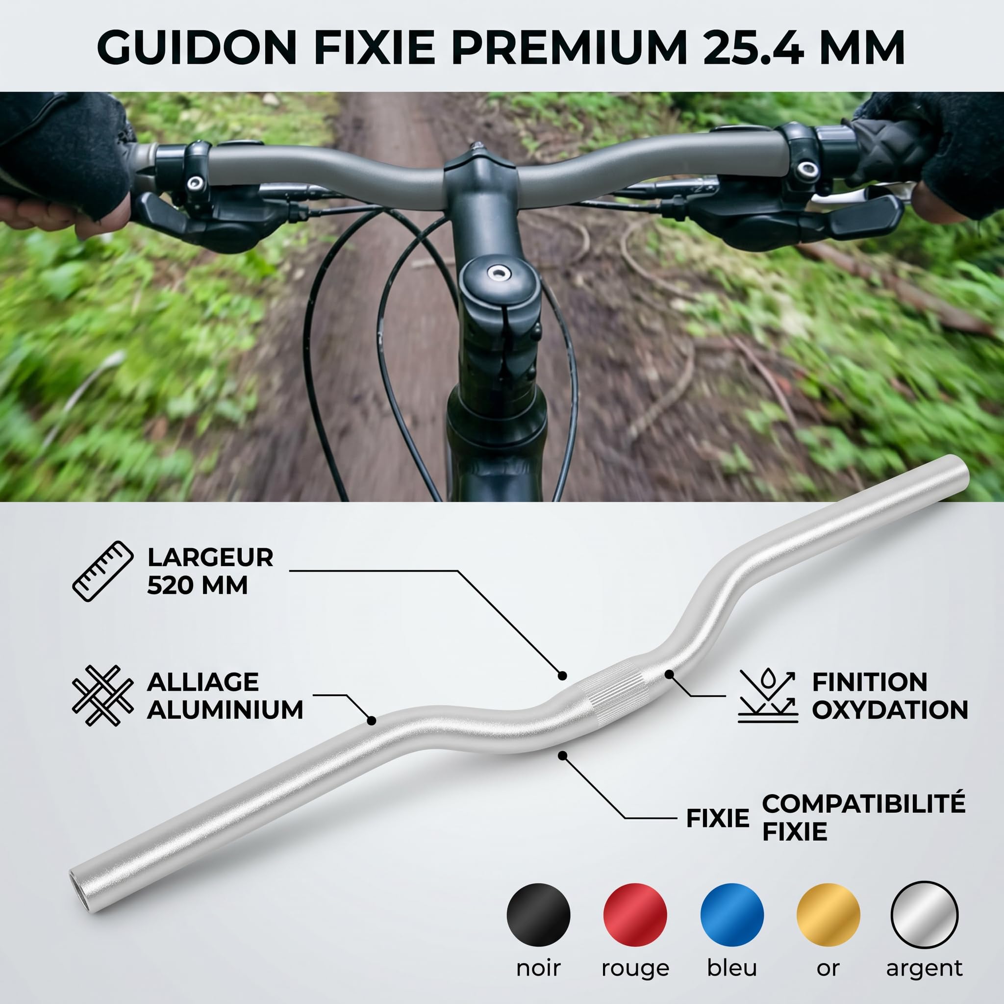 Culnflun Aluminium Fixed Gear Fahrrad Rennrad Lenker Riser Bar 25,4 mm * 520 mm (Silber) Auto & Motorrad
