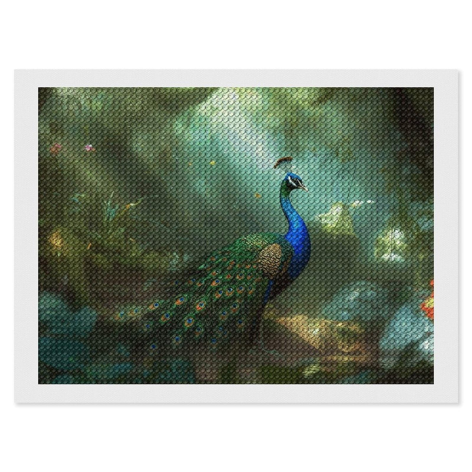 NONHAI Diamond Painting Kits for Adults - DIY Diamond Art Kits for Beginners - Full 5D Paint Drill Diamond Dots Paintings- Peacock Diamonds Pictures Gem Art and Craft Wall Decor 12"x16"