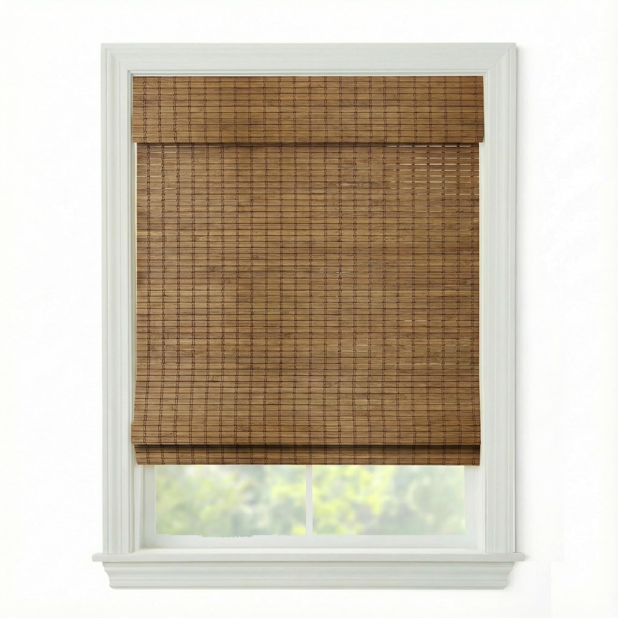 Cordless Woven Wood Roman Shades, 47W x 36H, Eastfield Teak, Sizes 20-72 Wide and 24-72 High