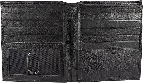 Paul Walter - Cartera plegable con estilo para hombre, con ranura para tarjeta de identificación, bolsillo para dinero, piel de cordero negra,