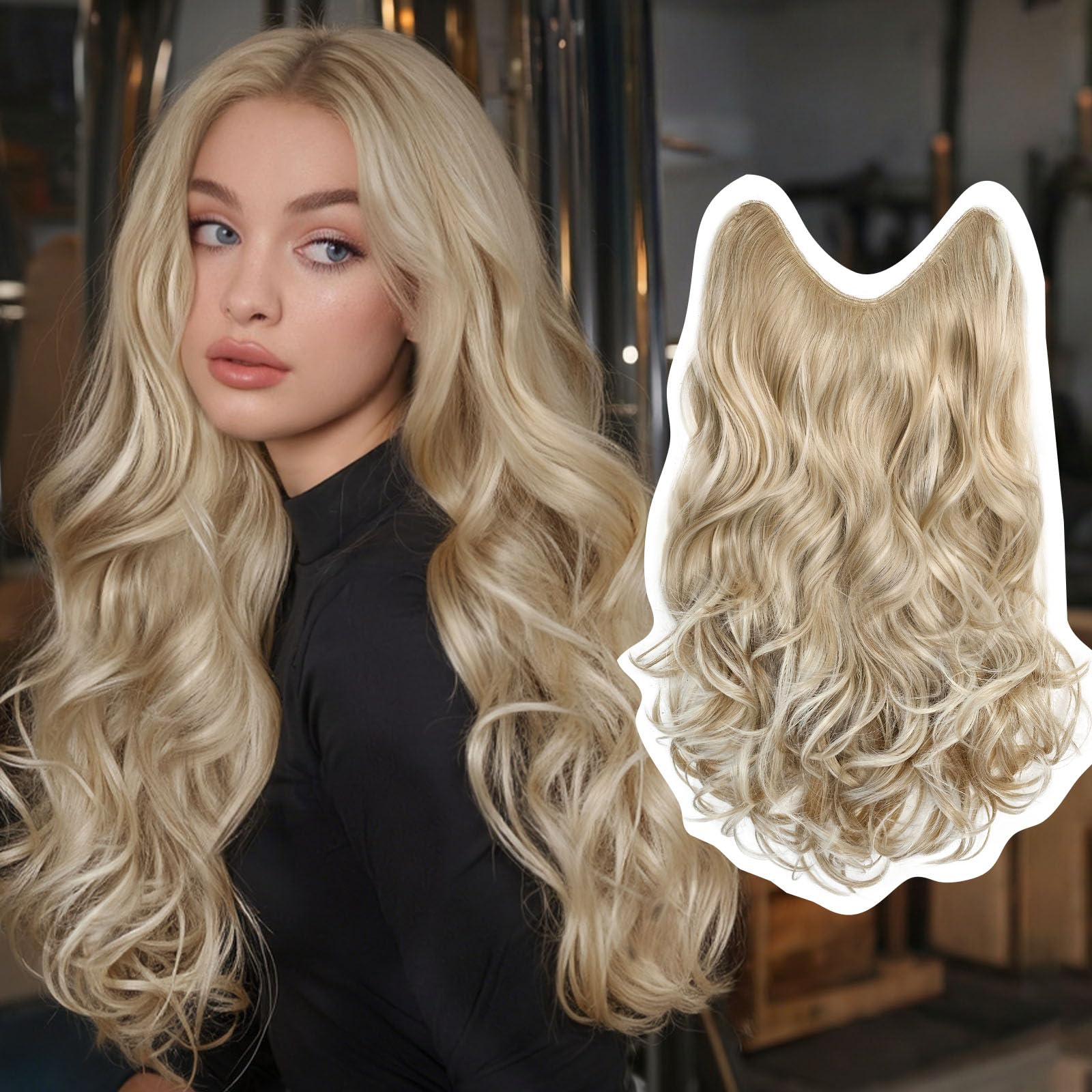 Amazon.com : FAVE Clip in Extensions V Shaped Hair Extension  display picture 1